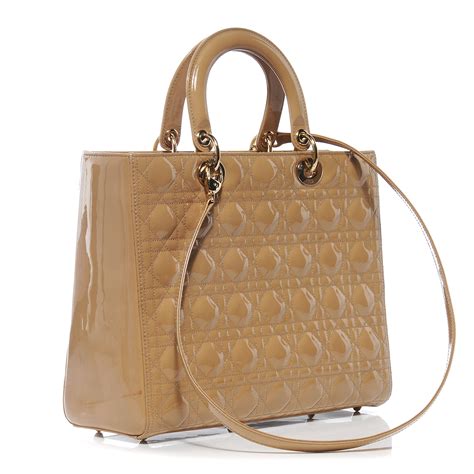 dior hakken beige|CHRISTIAN DIOR Patent Cannage Large Lady Dior Beige .